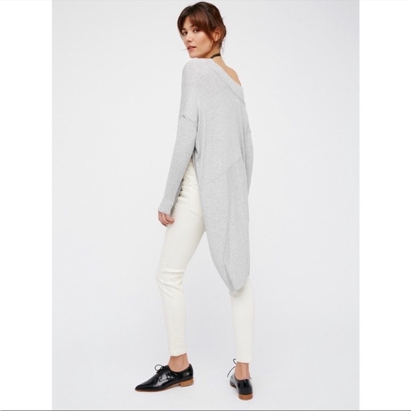 Free People Grapevine Asymmetric Ribbed Tunic Grey Small - Picture 3 of 9